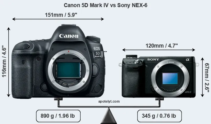 Size Canon 5D Mark IV vs Sony NEX-6