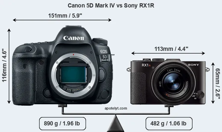Size Canon 5D Mark IV vs Sony RX1R