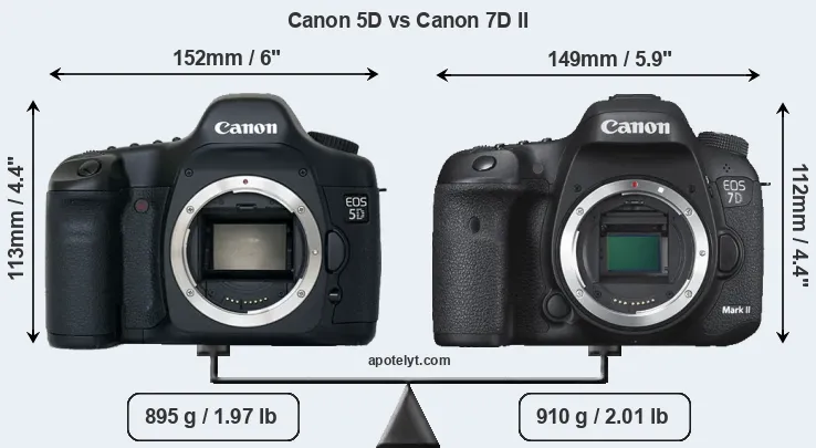 Size Canon 5D vs Canon 7D II