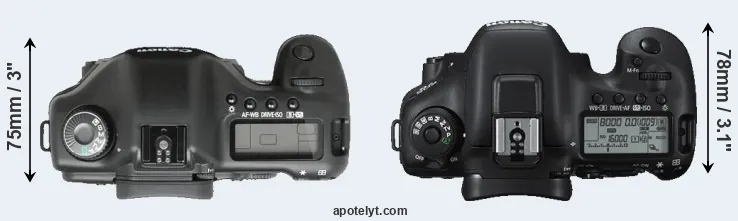 Compare 5D versus 7D Mark II top