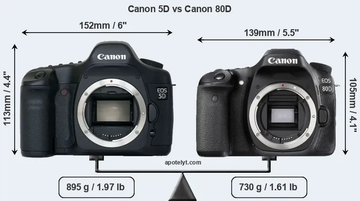 Size Canon 5D vs Canon 80D