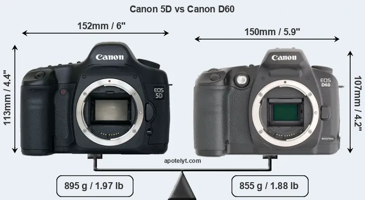 Size Canon 5D vs Canon D60