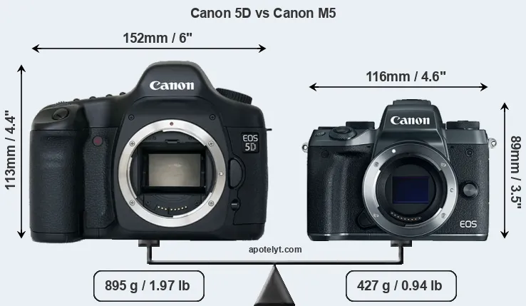 Size Canon 5D vs Canon M5