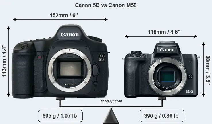 Size Canon 5D vs Canon M50