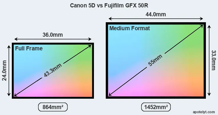 Canon 5D and Fujifilm GFX 50R sensor measures