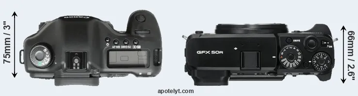 Compare 5D versus GFX 50R top