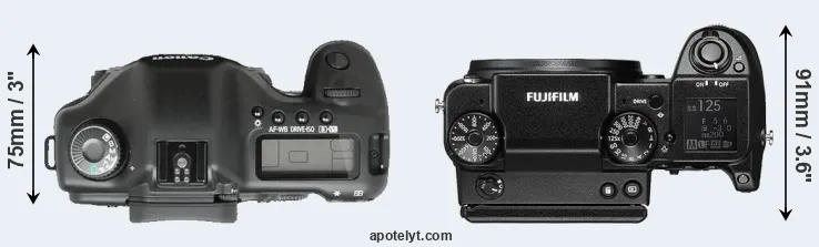 Compare 5D versus GFX 50S top