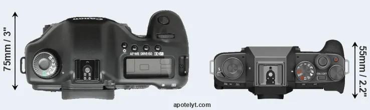 Compare 5D versus X-T200 top