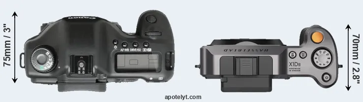 Compare 5D versus X1D II top