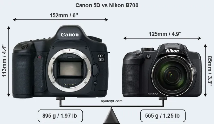 Size Canon 5D vs Nikon B700