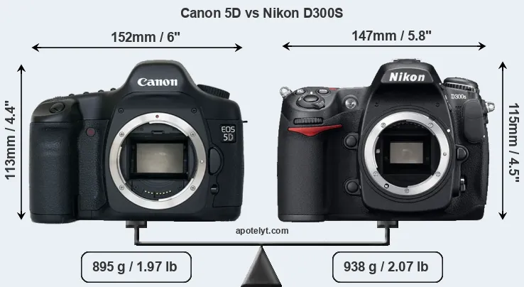 Size Canon 5D vs Nikon D300S