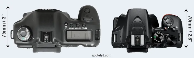 Compare 5D versus D3500 top