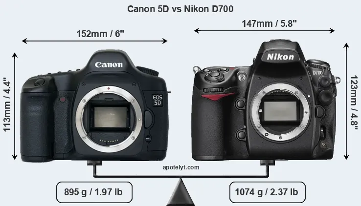 Size Canon 5D vs Nikon D700