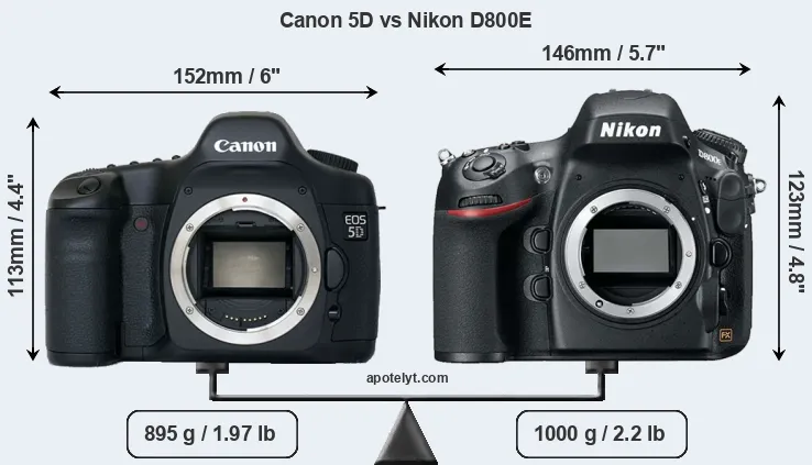 Size Canon 5D vs Nikon D800E