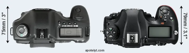 Compare 5D versus D850 top