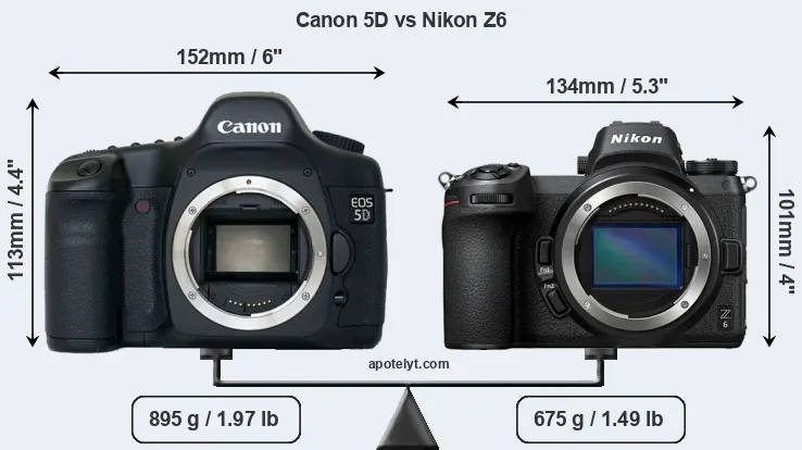Size Canon 5D vs Nikon Z6