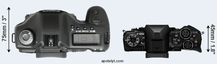 Compare 5D versus E-M5 II top