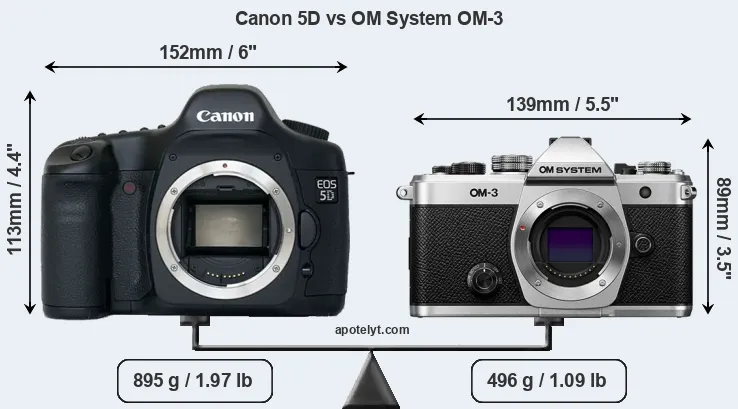 Size Canon 5D vs OM System OM-3