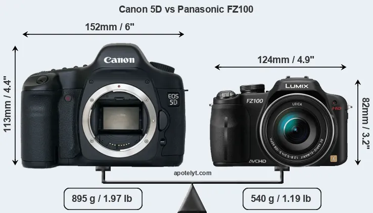 Size Canon 5D vs Panasonic FZ100