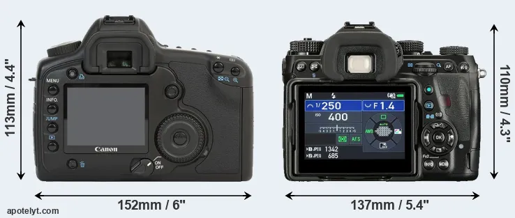 Comparison 5D or K-1 II rear