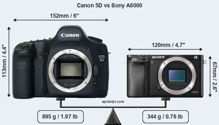 Size Canon 5D vs Sony A6000