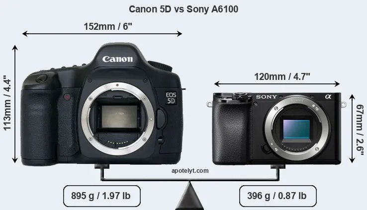 Size Canon 5D vs Sony A6100
