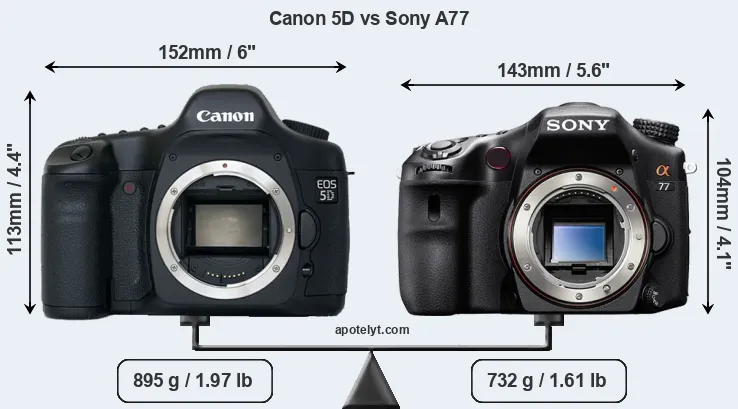 Size Canon 5D vs Sony A77