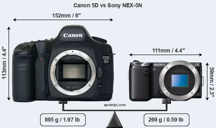 Size Canon 5D vs Sony NEX-5N