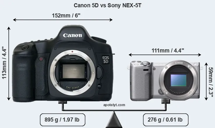 Size Canon 5D vs Sony NEX-5T