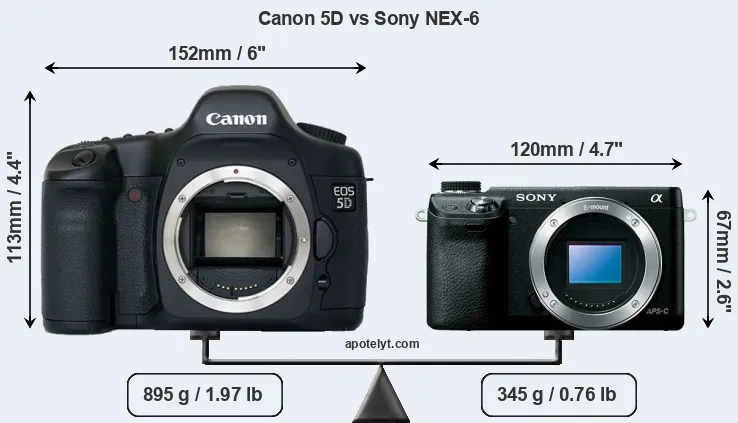 Size Canon 5D vs Sony NEX-6