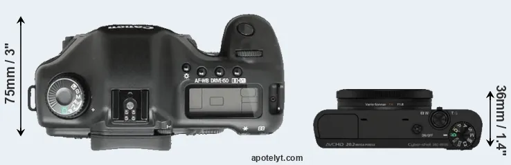Compare 5D versus RX100 top