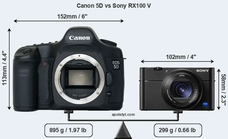 Size Canon 5D vs Sony RX100 V