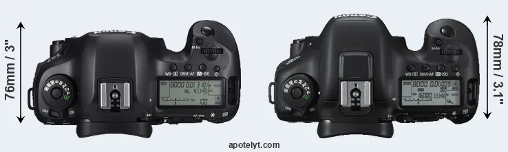 Compare 5DS R versus 7D Mark II top