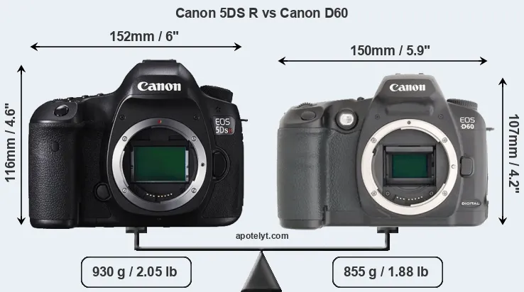 Size Canon 5DS R vs Canon D60
