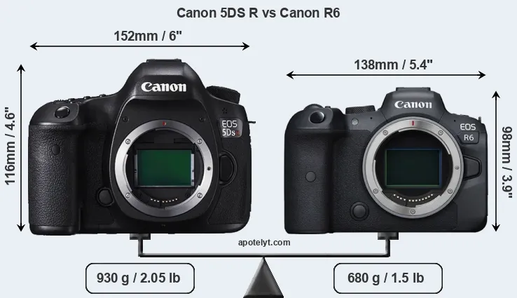 Size Canon 5DS R vs Canon R6