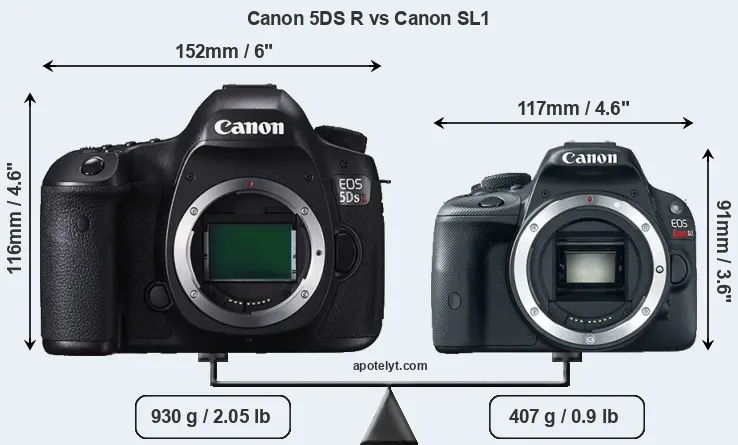 Size Canon 5DS R vs Canon SL1