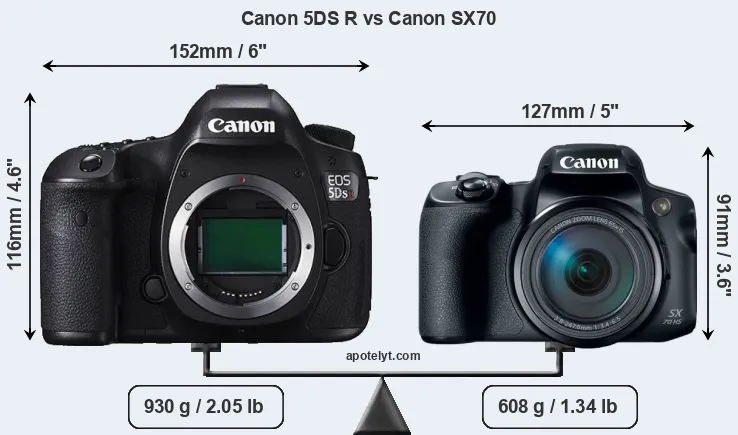 Size Canon 5DS R vs Canon SX70