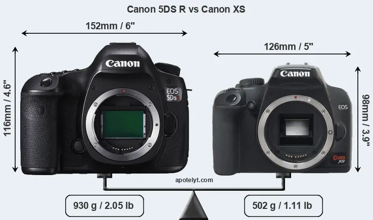 Size Canon 5DS R vs Canon XS