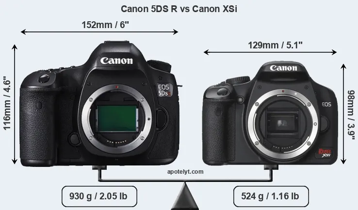 Size Canon 5DS R vs Canon XSi