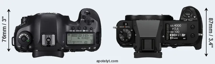 Compare 5DS R versus GFX 50S II top