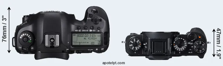 Compare 5DS R versus X-T1 top