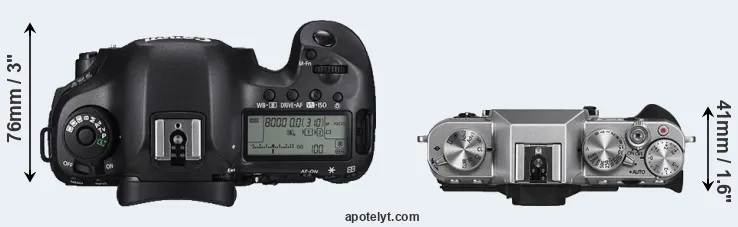 Compare 5DS R versus X-T10 top