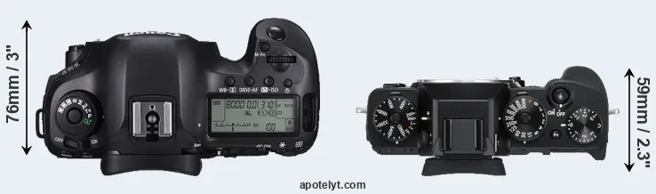 Compare 5DS R versus X-T3 top