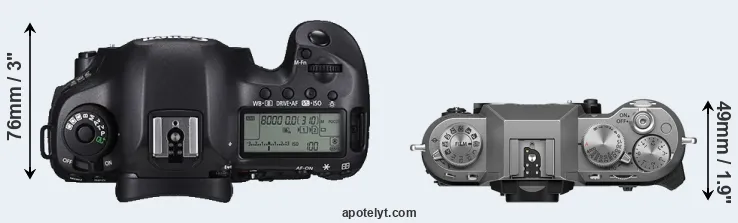 Compare 5DS R versus X-T50 top