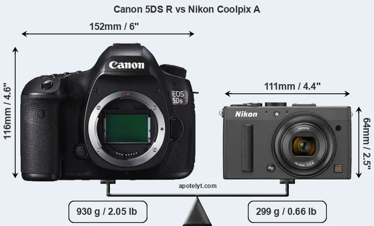 Size Canon 5DS R vs Nikon Coolpix A