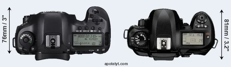 Compare 5DS R versus D100 top