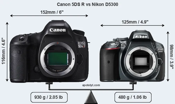 Size Canon 5DS R vs Nikon D5300