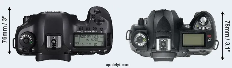 Compare 5DS R versus D70 top