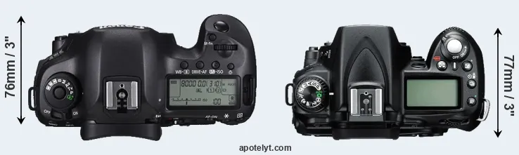 Compare 5DS R versus D90 top