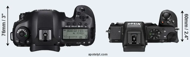 Compare 5DS R versus Z50 top